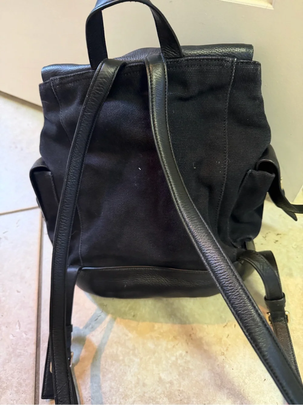 Cole haan  Black canvas Leather Backpack - Sleek Everyday Carry